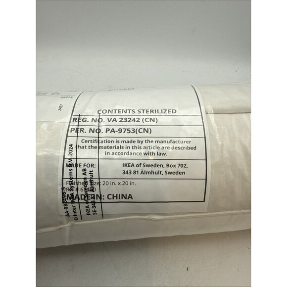 IKEA FJADRAR 20 X 20 Duck Feather Pillow Insert 602.621.88 - Picture 5 of 6